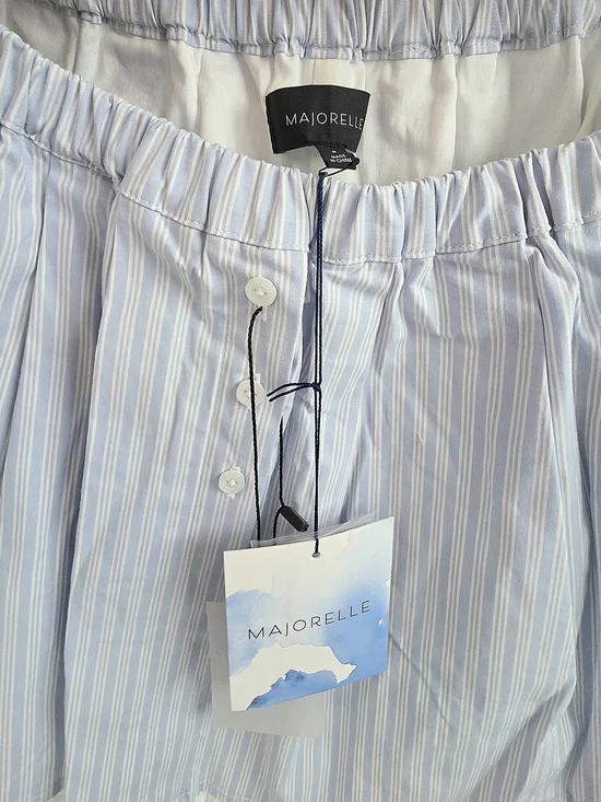 MAJORELLE Light Blue and White Striped Skirt Set with Lace Trim - Picture 9 of 10
